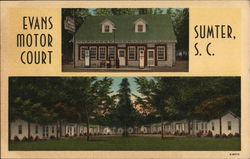 Evans Motor Court Sumter, SC Postcard Postcard Postcard