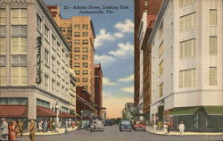 Adams Street, Looking East Jacksonville, FL Postcard Postcard Postcard