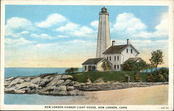 New London Harbor Light House Connecticut Postcard Postcard Postcard