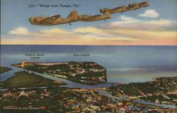 "Wings Over Tampa, Fla." - Peter G. Knight Airport, Davis Islands Postcard