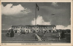 Plane Flying over Post Headquarters Camp Pickett, VA Postcard Postcard Postcard