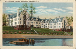 Water View of Riverside Gardens Apartments Postcard