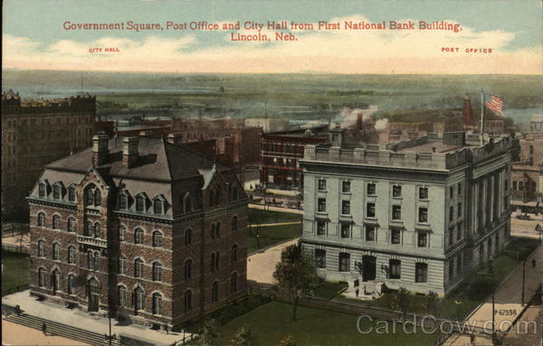 Government Square, Post Office and City Hall From First National Bank Buildign Lincoln Nebraska