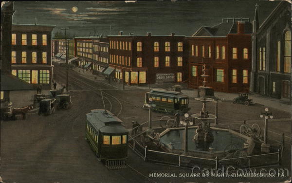 Memorial Square By Night Chambersburg Pennsylvania