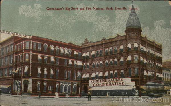 Greenbaum's Big Store and First National Bank Danville Illinois