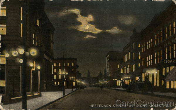 Jefferson Street at Night Joliet Illinois