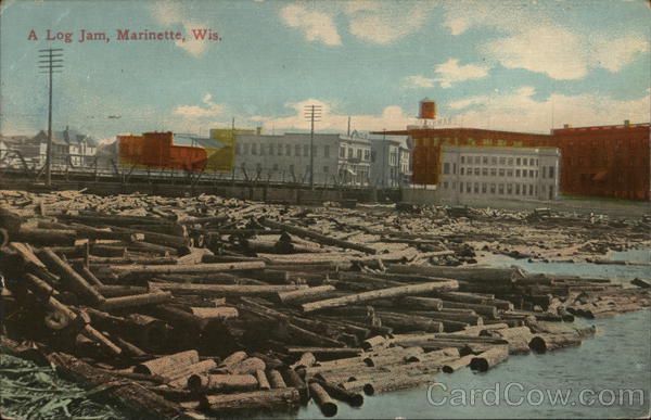 A Log Jam Marinette Wisconsin