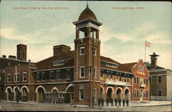 Central Fire & Police Station Burlington, IA Postcard Postcard Postcard