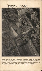 Balloon View of City Hall Philadelphia, PA Postcard Postcard Postcard