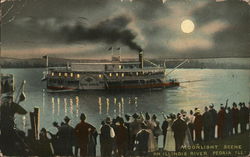 Moonlight Scene on Illinois River Peoria, IL Postcard Postcard Postcard