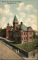 Old and New High School Buildings Postcard