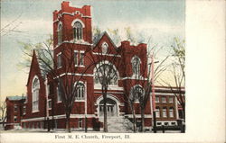 First M.E. Church Freeport, IL Postcard Postcard Postcard