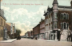YMCA, Stephenson Street Looking East Freeport, IL Postcard Postcard Postcard