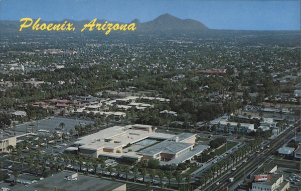 Aerial View of City and Camelback Mountain Phoenix Arizona