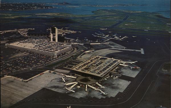 Aerial view of Logan International Airport Boston Massachusetts