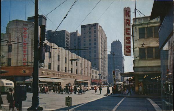 Looking South Along Third Avenue at Pike Street Seattle Washington