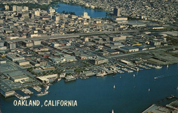 A Beautiful View of Downtown and Lake Merritt and Sailboats on the Estuary Oakland California