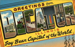 Greetings From the Soy Bean Capital of the World Decatur, IL Postcard Postcard Postcard
