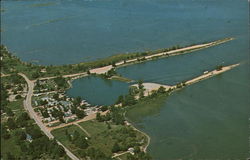 Air view of Grindstone Boat Basin Postcard