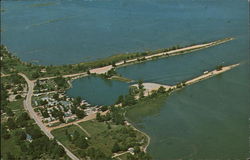 Air view of Grindstone Boat Basin Grind Stone City, MI Postcard Postcard Postcard