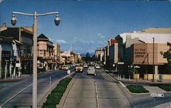 Downtown Street of University Avenue, Looking East from the R.R. Overhead Palo Alto, CA Postcard Postcard Postcard