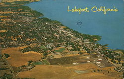 Aerial View of Town and Lake Lakeport, CA Postcard Postcard Postcard