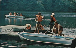 Boating on Lake Crescent - Camp Brady Postcard