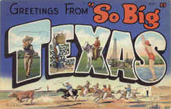 Greetings From So Big Texas Postcard Postcard