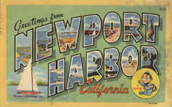 Greetings From Newport Harbor California Postcard Postcard