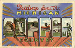 Greetings From Michigan Copper Country Postcard