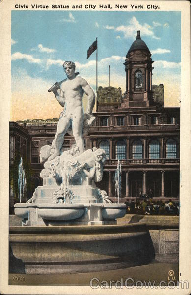 Civic Virtue Statue and City Hall New York Irving Underhill