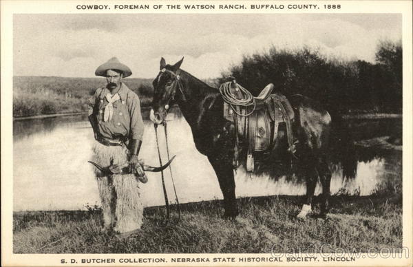 Cowboy, Foreman of the Watson Ranch 1888 Nebraska Cowboy Western