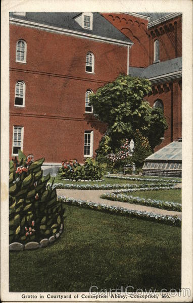 Grotto in Courtyard of Conception Abbey Missouri