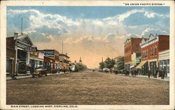 Main Street Looking West Sterling, CO Postcard Postcard Postcard