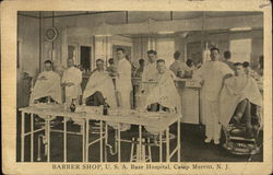 Barber Shop, U.S.A. Base Hospital Postcard