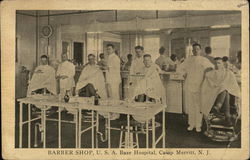 Barber Shop, U.S.A. Base Hospital Camp Merritt, NJ Postcard Postcard Postcard