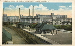 Hershey Chocolate Company and Railroad Station Pennsylvania Postcard Postcard Postcard