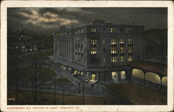 Lackawanna R.R. Station at Night Postcard