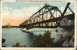 The Government Bridge Between Davenport, Ia. and Rock Island, Ill. Postcard