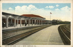 Tracks and Sheds, C. & E.I. Depot Postcard