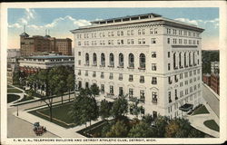 Y.M.C.A., Telephone Building and Detroit Athletic Club Postcard