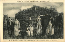 Sisters on a Claim, 1887 Custer County, NE Postcard Postcard Postcard