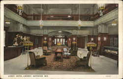 Lobby, Hotel Androy Superior, WI Postcard Postcard Postcard