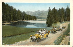 Automobile Stages at Sylvan Lake Yellowstone National Park, WY Postcard Postcard Postcard