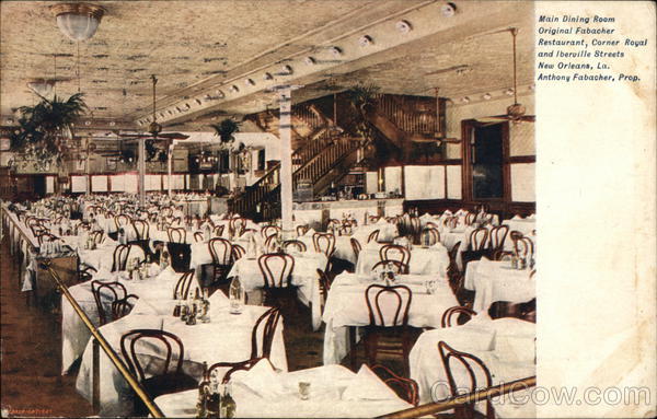 Main Dining Room, Original Fabacher Restaurant New Orleans Louisiana