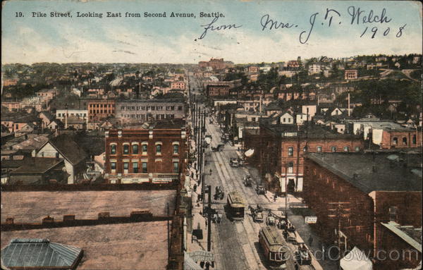 Pike Street Looking East from Second Avenue Seattle Washington