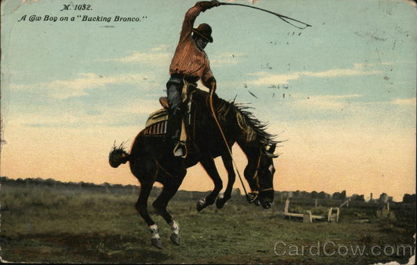 A Cowboy On a Bucking Bronco Cowboy Western