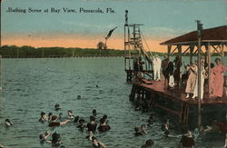 Bathing Scene at Bay View Pensacola, FL Postcard Postcard Postcard
