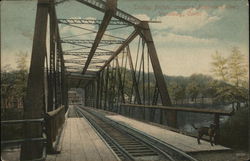 Trolley Bridge Crossing Naugatuck River Postcard