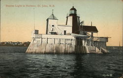 Beacon Light in Harbor Postcard